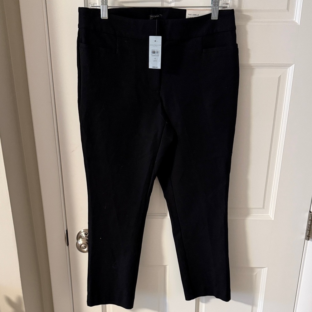 Ann Taylor Factory Ankle Curvy Fit Trousers Midrise Slim Leg Black 6 Petite